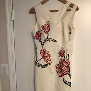 Karen Millen White Dress with Red flowers (never been worn)